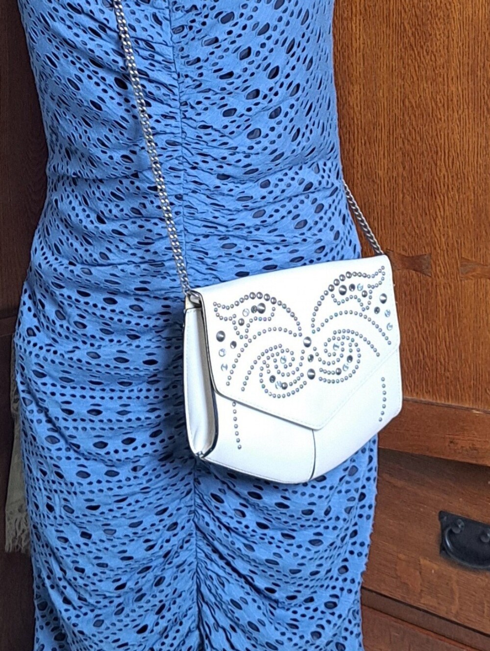 Express Y2K Butterfly Rhinestone Crossbody Bag White McBling